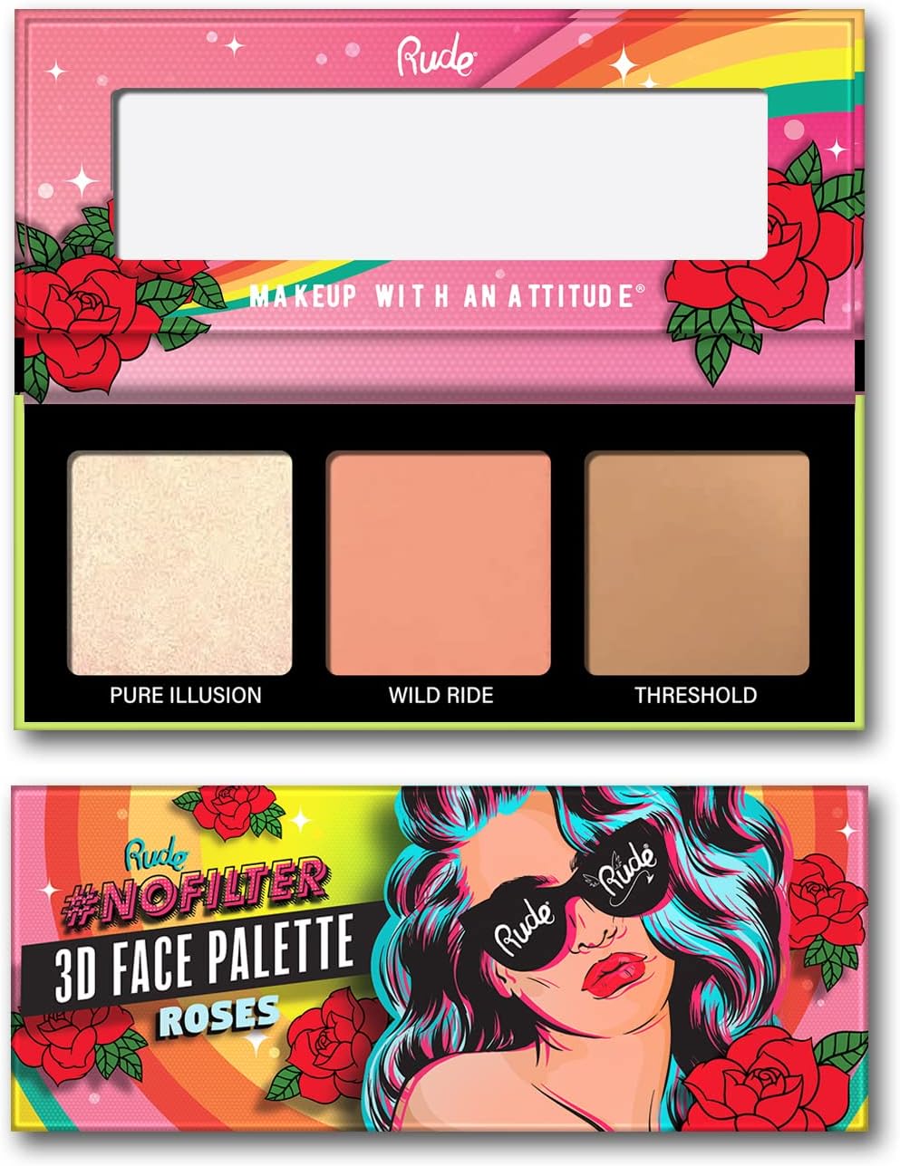 RUDE NOFILTER 3D FACE PALETTE, Roses
