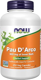 NOW Supplements, Pau D'Arco (Tabebuia heptaphylla) 500 mg, Herbal Support, 250 Veg Capsules
