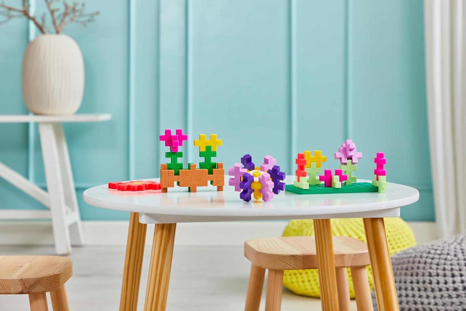 PLUS PLUS Big Activity Set, Flowers, 40 Piece - Construction Building Stem Toy, Interlocking Large Puzzle Blocks for Toddlers and Preschool