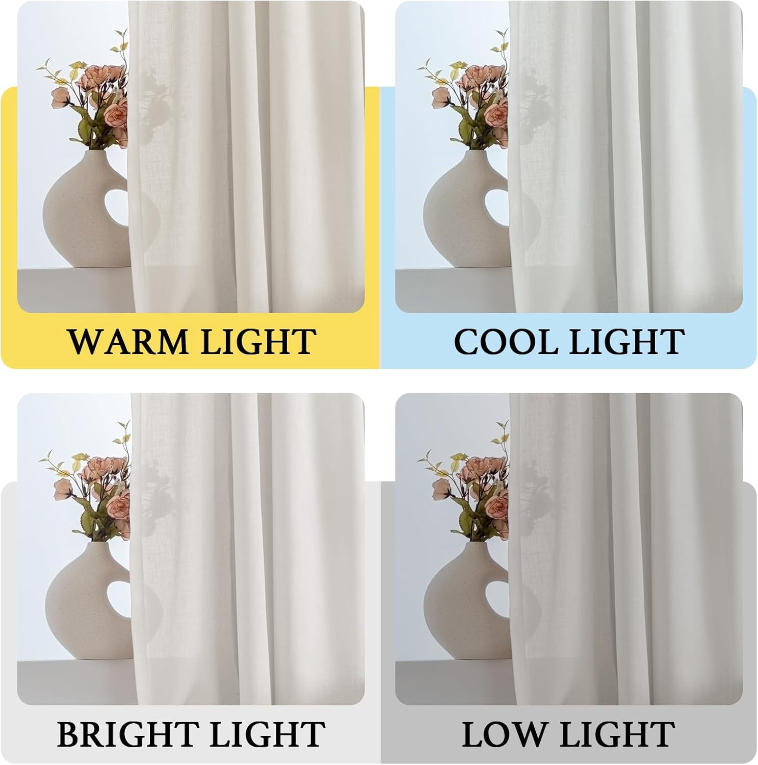 H.VERSAILTEX Tie Up Linen Curtains 63 Inch Length Nature Linen Textured Privacy Curtain Multi Hanging Ways Shade Balloon Window Shade Rod Pocket Casual Curtain - 42x63 - Off White