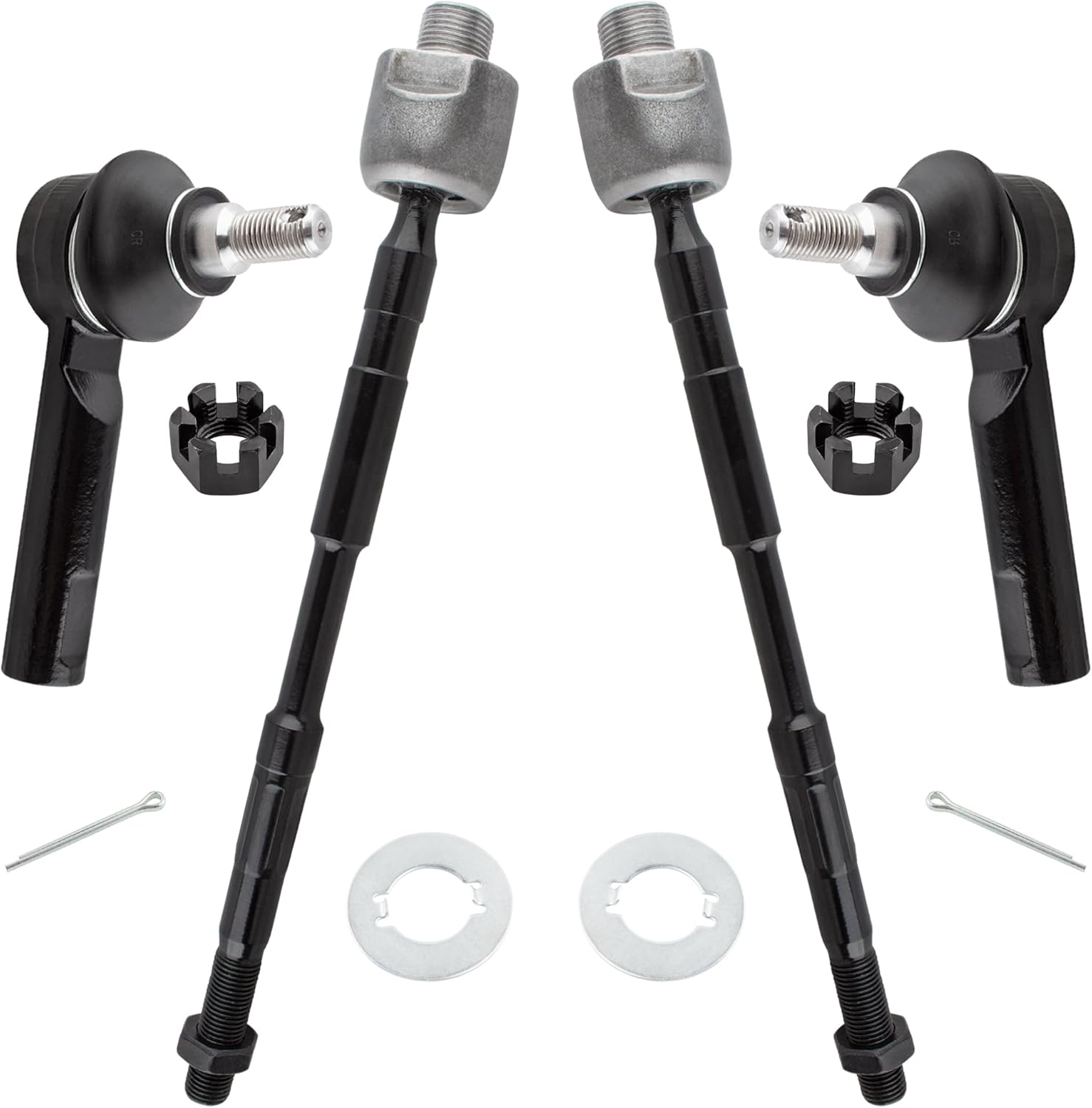 ES800333 EV800103 Front Inner & Outer Tie Rod Ends Left & Right for Honda Ridgeline 3.5L 2006-2014, Pack of 4