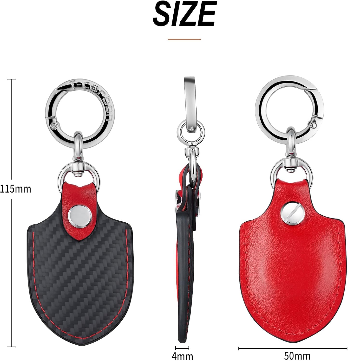 T-carbon Airtag Holder for Key Fob with Keychain;Leather and Carbon Fiber Handmade Case Fits Apple AirTags;Anti-Lost Holder with Key Ring for Luggage;Access Card Holder;RFID Key Fob Bag