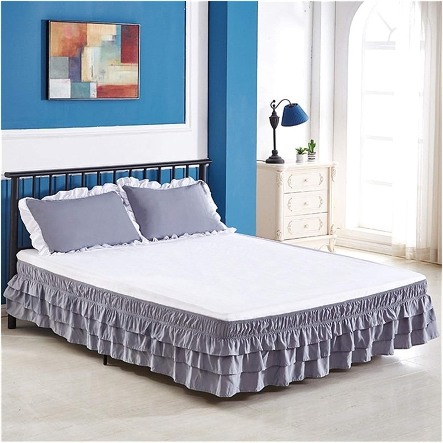 Base de lit à volants pour cacher le sommier couvre-lit extensible 100x200