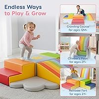 Vista 7 de Bloques de Escalada de Espuma Captivantes No Tóxicos para Niños Pequeños – Juego de Juego Suave de 6 Piezas para Habilidades Motoras, Gateo
