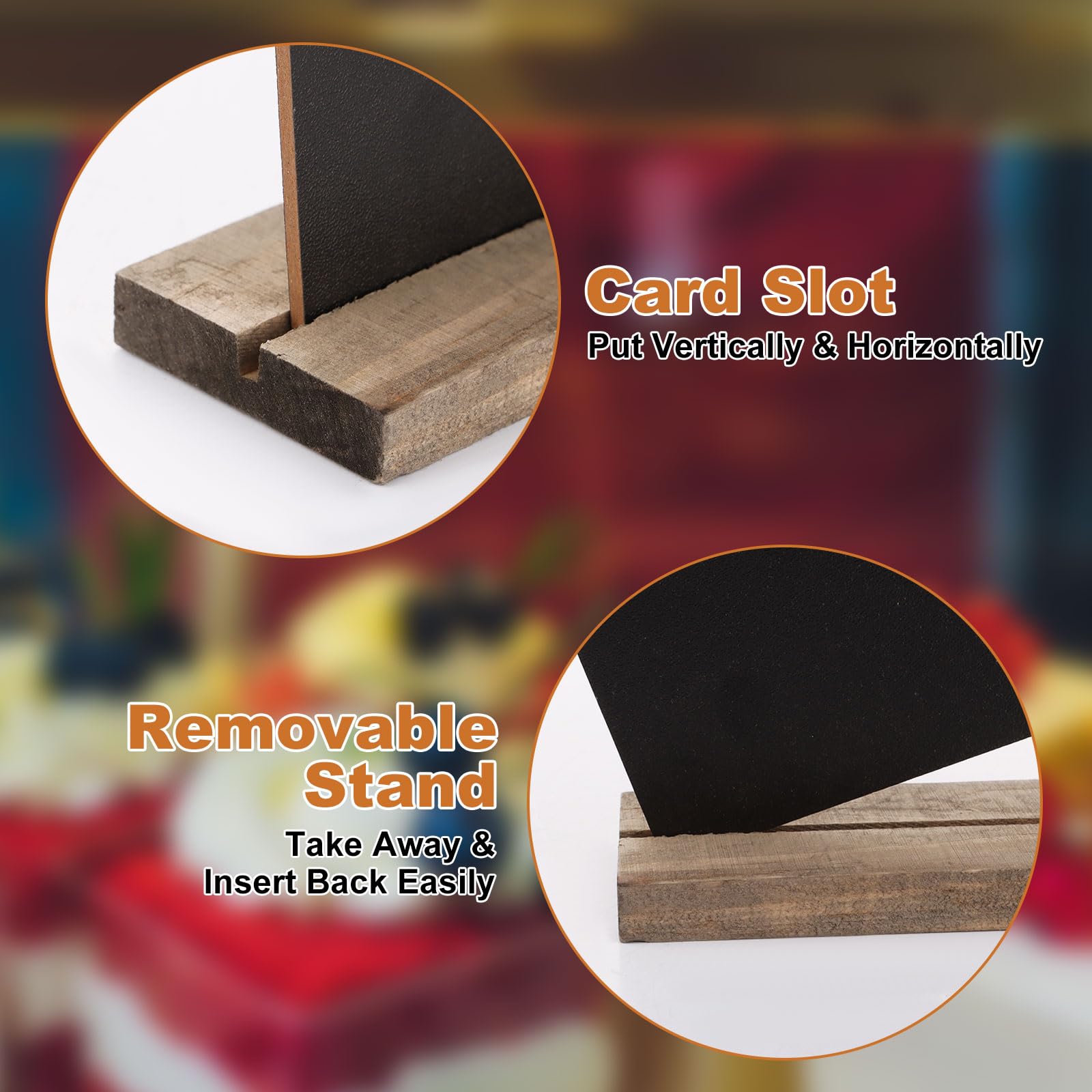 Confezione da 6 piccole lavagne nere con supporto, 15,2 x 22,9 cm, lavagna double face, mini lavagne da tavolo con supporto in legno, per matrimoni, feste di compleanno, buffet
