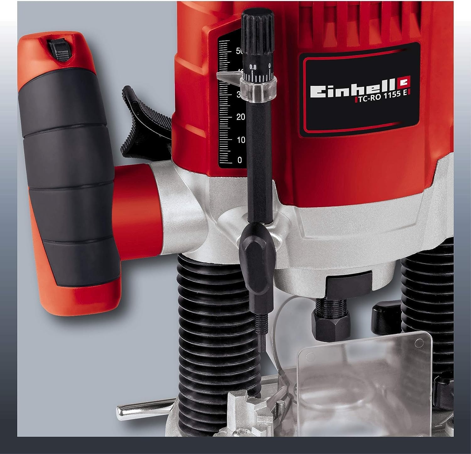 Einhell Fresadora eléctrica de cable - TC-RO 1155 E. 230 V, 1100 W, 4,7 Amperios, Ø 6 y 8 mm, control de velocidad, tope paralelo, adaptador de aspiración, incluidos accesorios