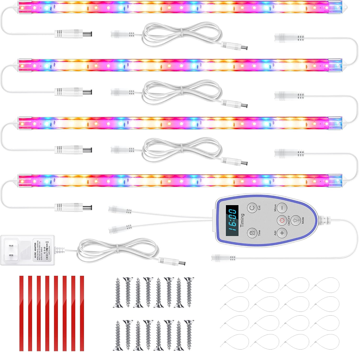 PEEKI Plant Grow Light Strip with 1–23 Hours Auto-Timer, Full Spectrum LED Grow Lights for Indoor Plants with 7 Brightness Levels & Dual Channels, Plant Lights for Indoor Growing