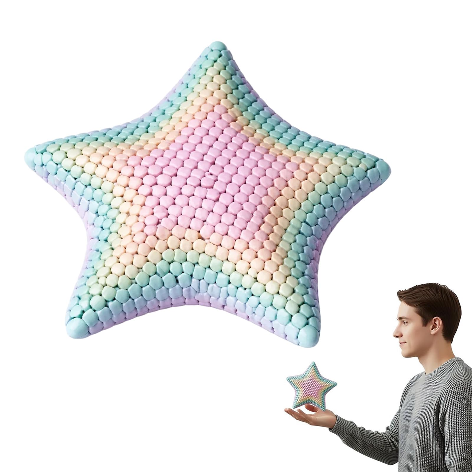 FveVqe 3D Printed Starfish, Premium Fidget Star Sensory Toy, Unique 3D Printed Fidget Star Design for Stress Relief and Focus Enhancement(Rainbow Color Random)