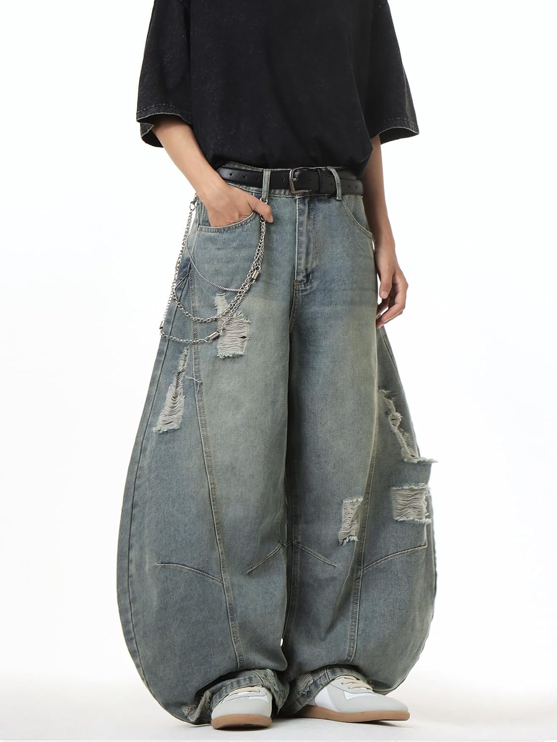 Men's Baggy Jeans Wide Leg Denim Pants Loose Fit Casual Trousers Skater Jeans for 2026