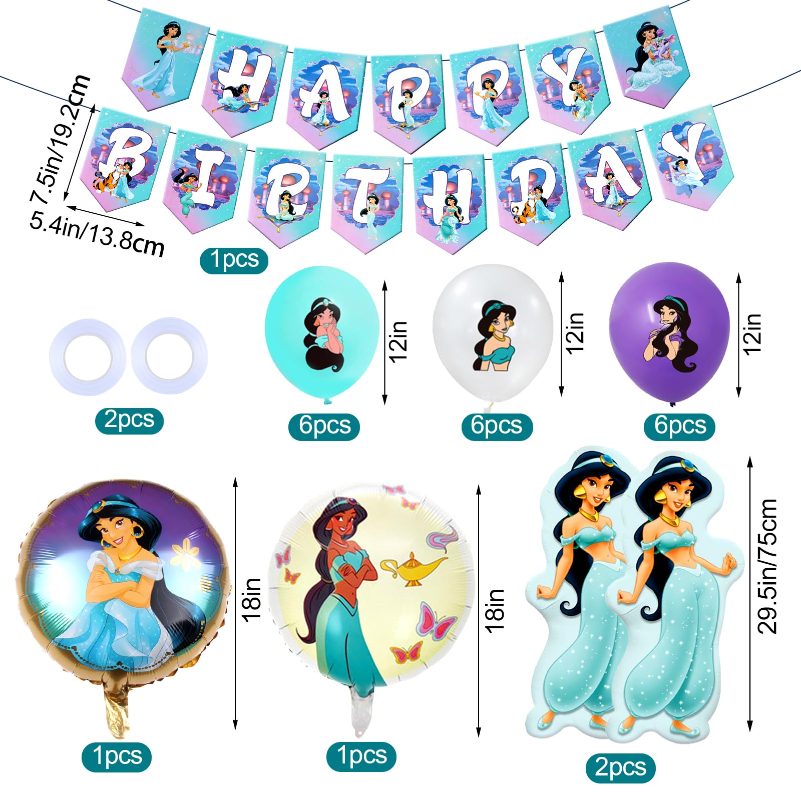 Decorazioni Jasmine Compleanno, Jasmine Stoviglie, Piatti Tovaglioli Di Carta, Principessa Cake Topper, Deco Striscione, Sfondo Compleanno, Decorazioni Festa