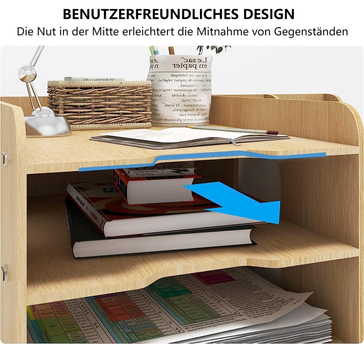 PUNCIA A4 Dokumentenablage Ablagefächer aus Holz Briefablage Papierablage | Schreibtisch Datai Organizer Ablagesystem Aktenaufbewahrung Dokumentenhalter für Büro Arbeitszimmer Schule Office