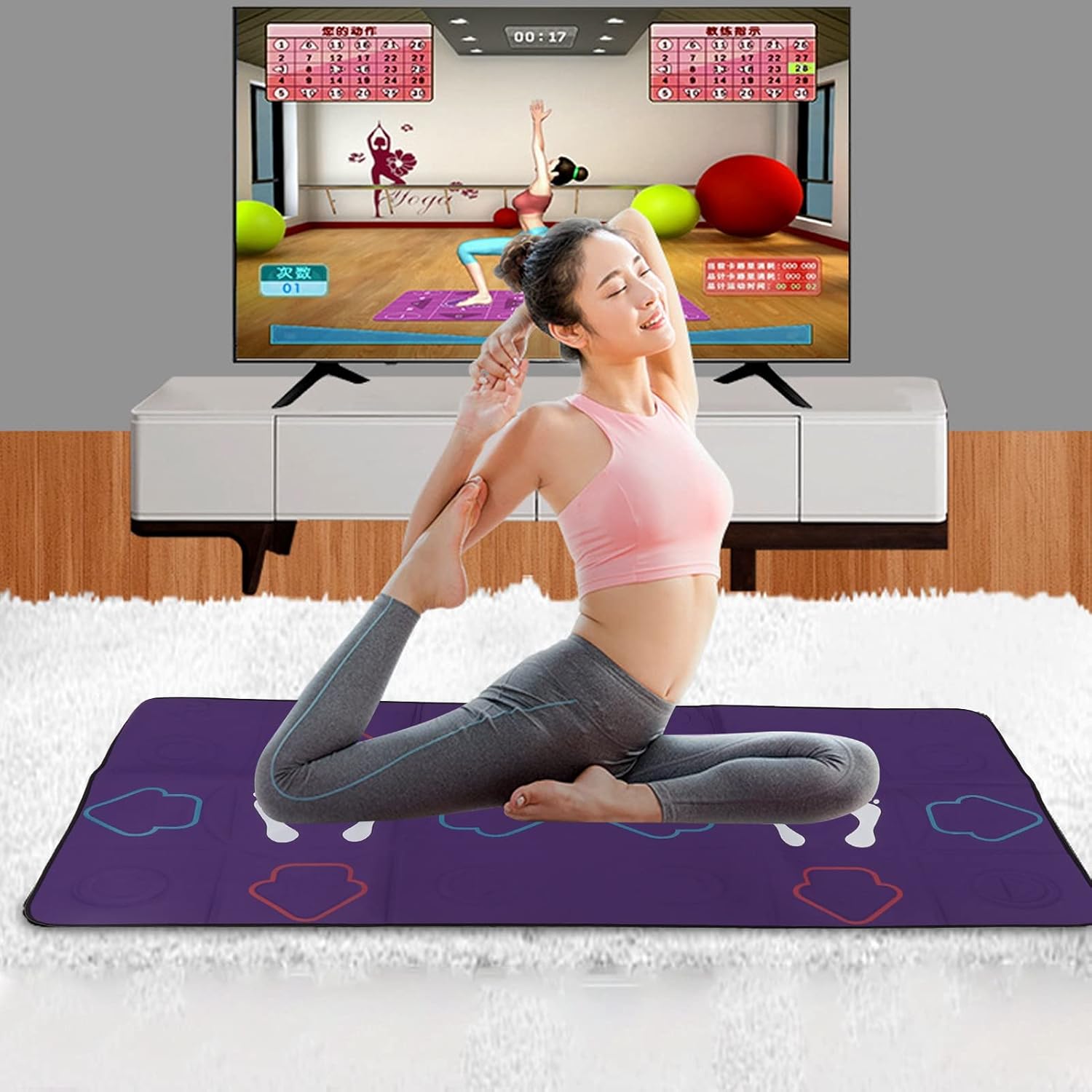 flexman Dance Mat for Kids and Adults, Double User TV Wirelessly Dance Mat with HD AR Camera 2 Remote Control, Musical Electronic Non Slip Dancing Step Pad for Home Gyms