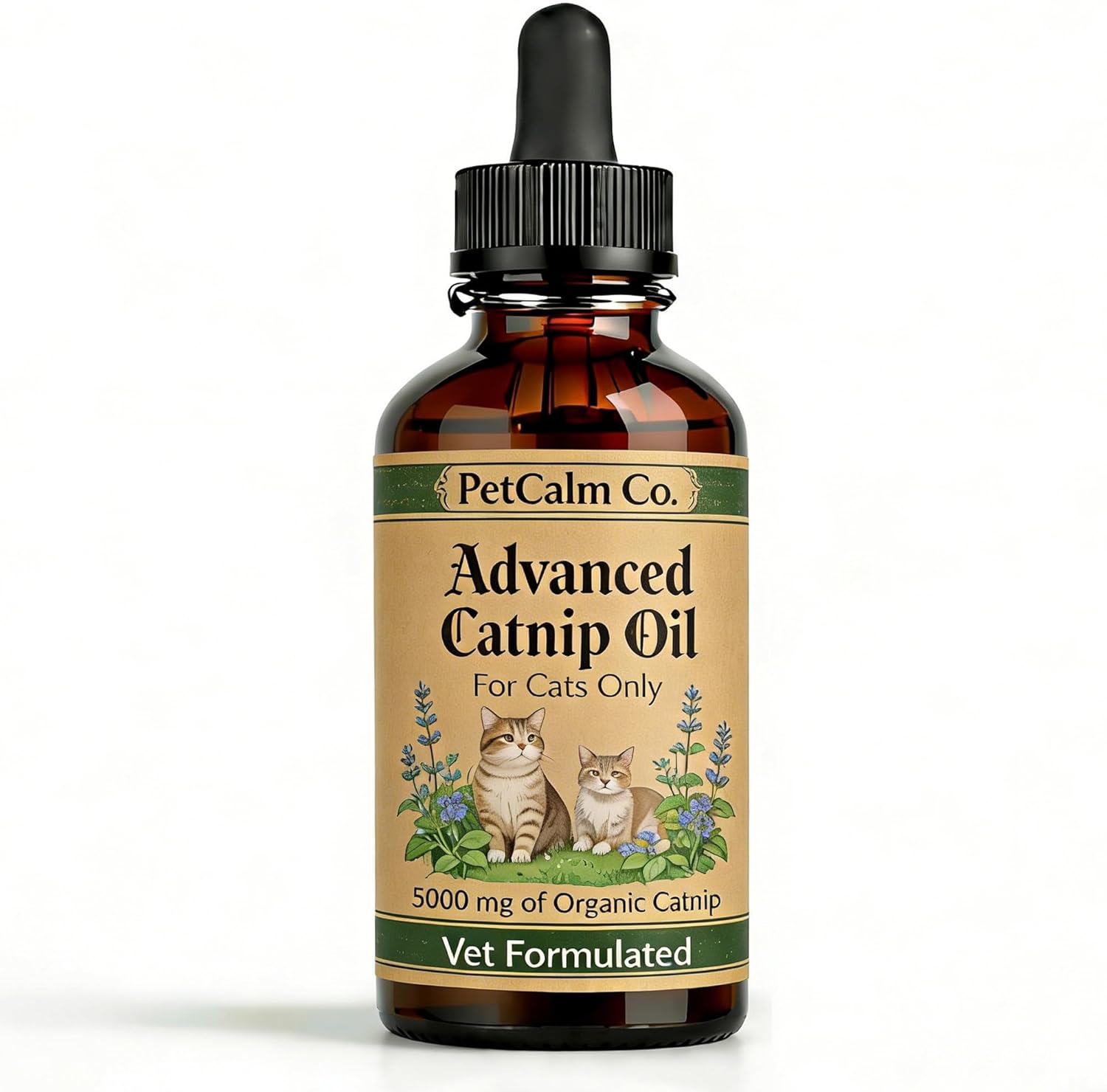 PetCalm Co Advanced Catnip Oil - 5000 mg Catnip, Vet Formulated, for Cats Only, Cat Relaxation Supplement (2.1 fl oz)