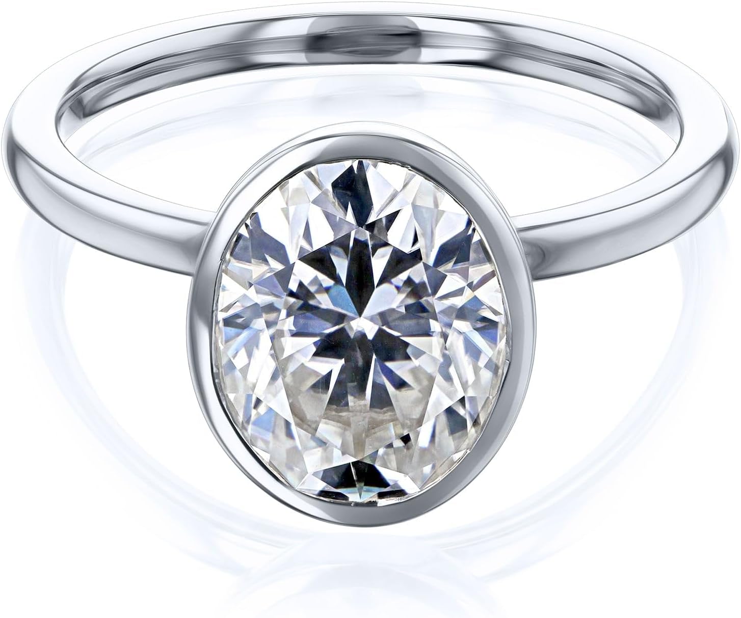 Kobelli Lab Grown Diamond Solitaire Oval Bezel 14K Gold Ring