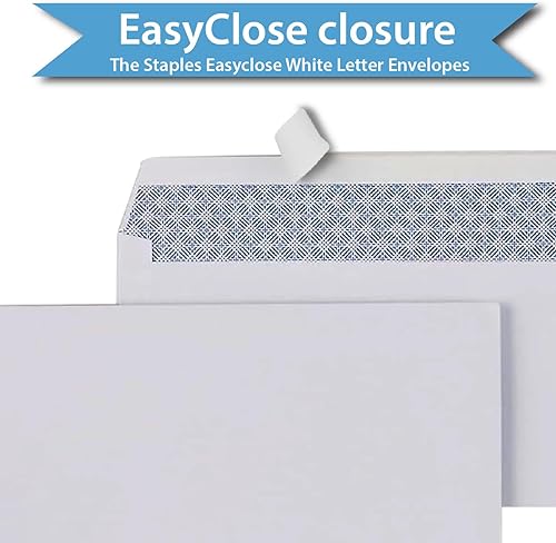 Miniatura 5 de Staples Sobres comerciales #10, QuickStrip EasyClose Peel & Seal, tintados de seguridad, 9.5 x 4.125 pulgadas, paquete de 500, color blanco