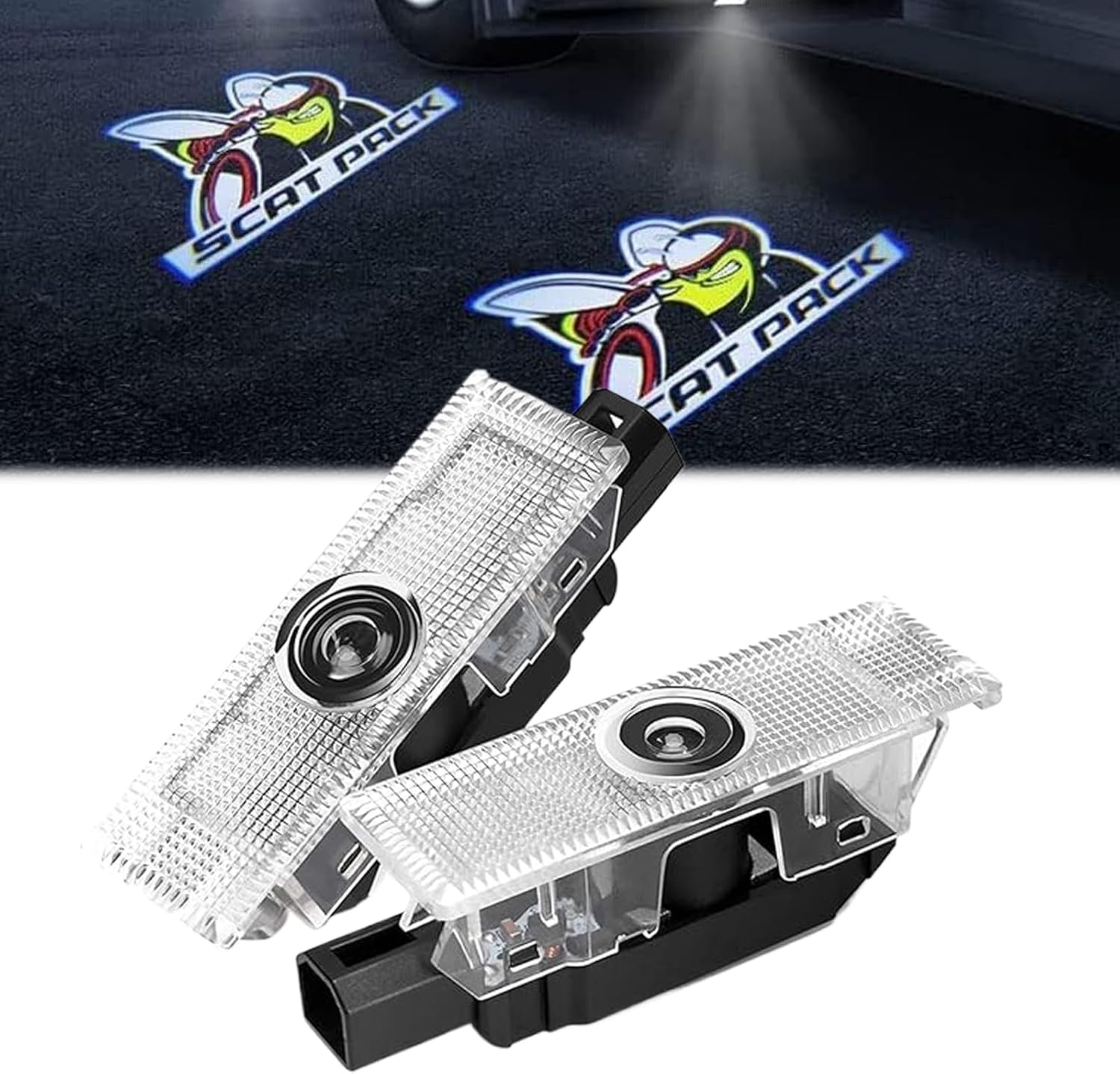 2PCS Never Fade Car Door Lights Logo Compatible with Dodge Challenger Accessories, Ghost Shadow Welcome Puddle Projection Light for SRT SXT GT Scat Pack RT