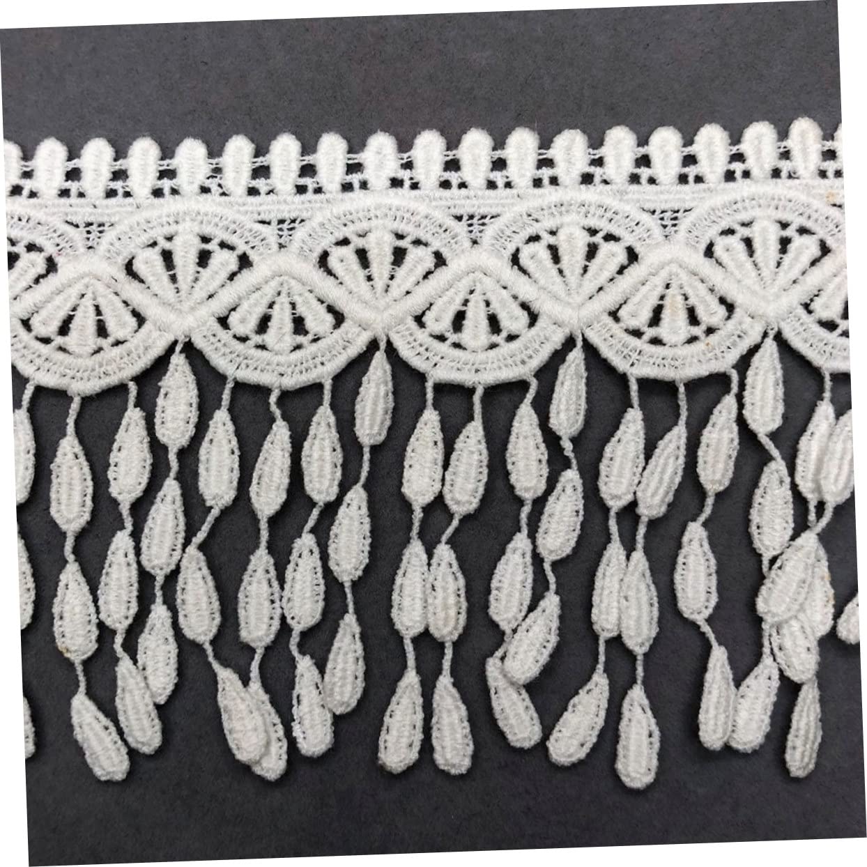 3piezas Yardas De Ribete De Encaje Con Borlas y Bordado Para Accesorios De Costura De Vestidos y Manualidades