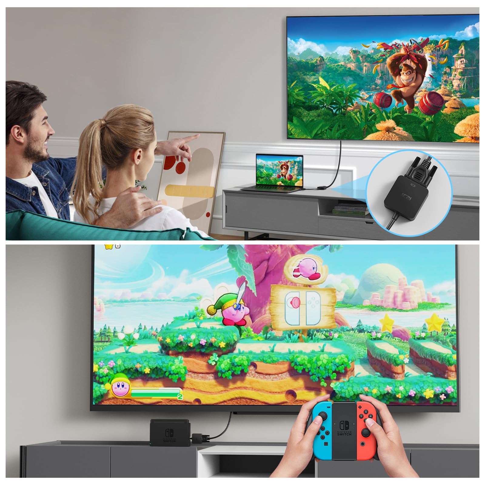 ICZI Adaptateur HDMI vers VGA 1080P Noir Convertisseur HDMI Mâle VGA Femelle