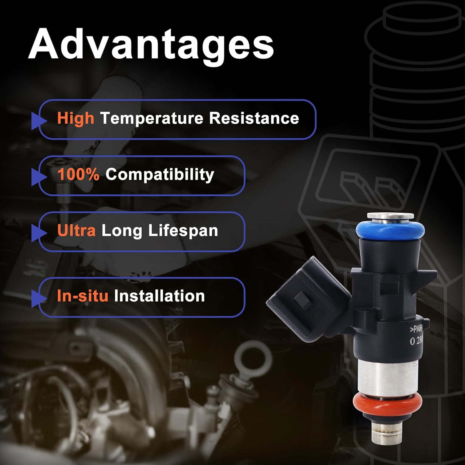 HiSport 0280158313 Fuel Injectors Compatible with Jeep Cherokee 3.2L V6 2014 2015 2016 2017 4 Holes Replace 4627794AA 6PCS