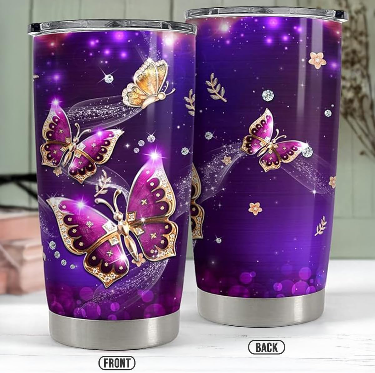 SANDJEST Butterfly 20oz Tumbler with Lid Gift for Women, Mother's Day, Birthday Gift Idea… - Image 2