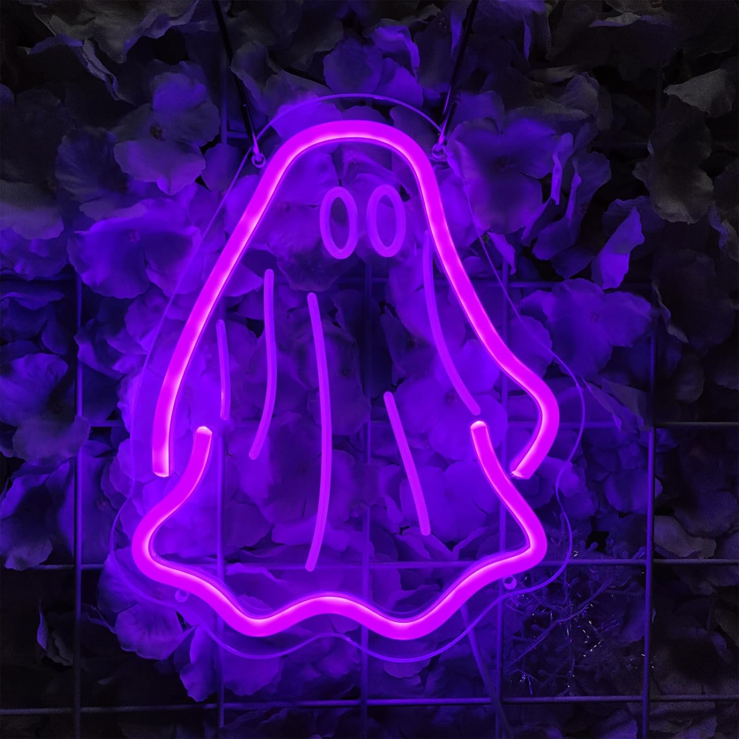 Ghost Neon Signs for Halloween Decorations, 8.3 * 9.8 Inches Led Lights Sign for Outdoor, Dimmable Switch House Decor for Indoor, Halloween Party, Home, Room, INSNEnN