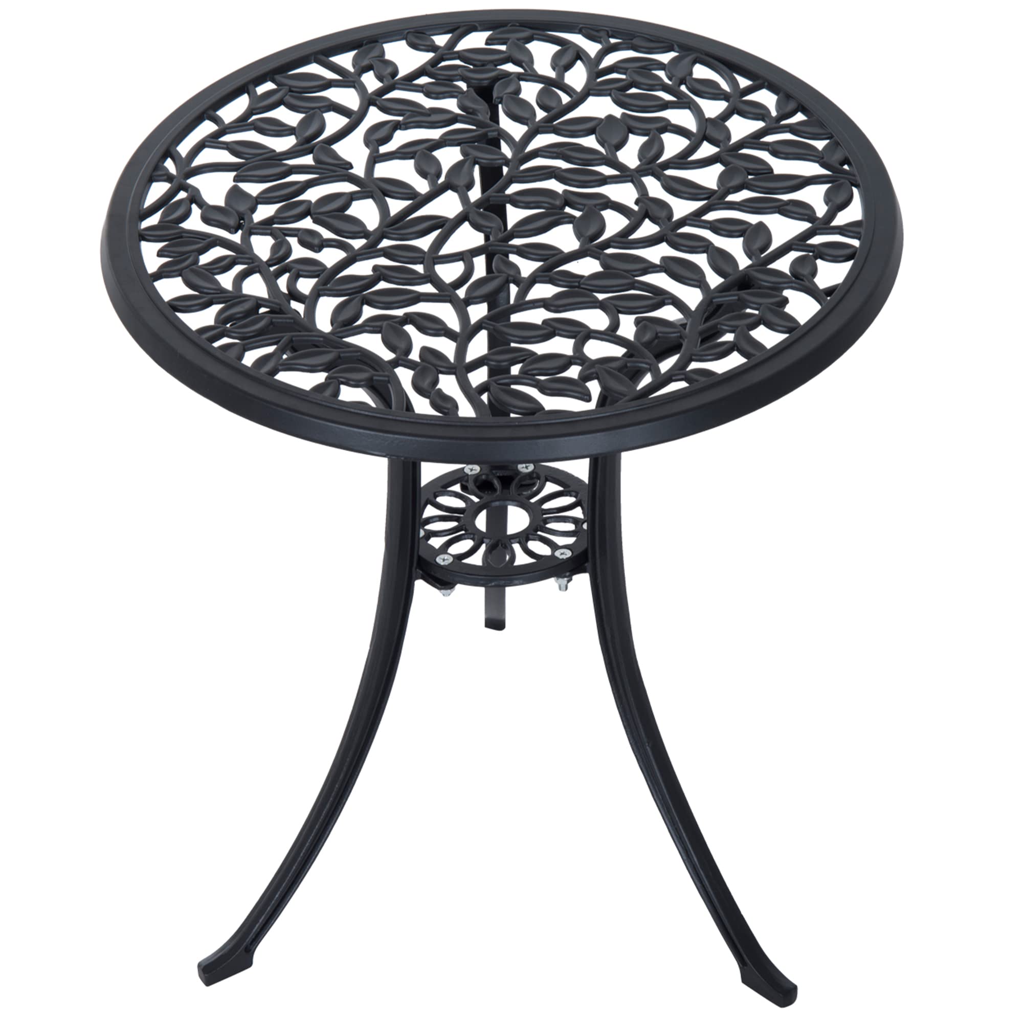 Outsunny Bistroset 3-TLG. Balkonset Aluminiumguss Gartenmöbel Schwarz | Balkonmöbel Set, Bistrotisch mit 2 Stühlen