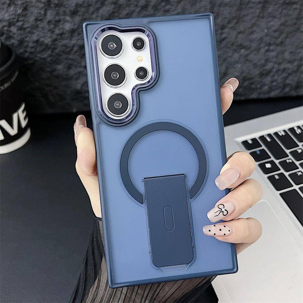Coque S24 de luxe mate avec support de charge à induction bleu - 7