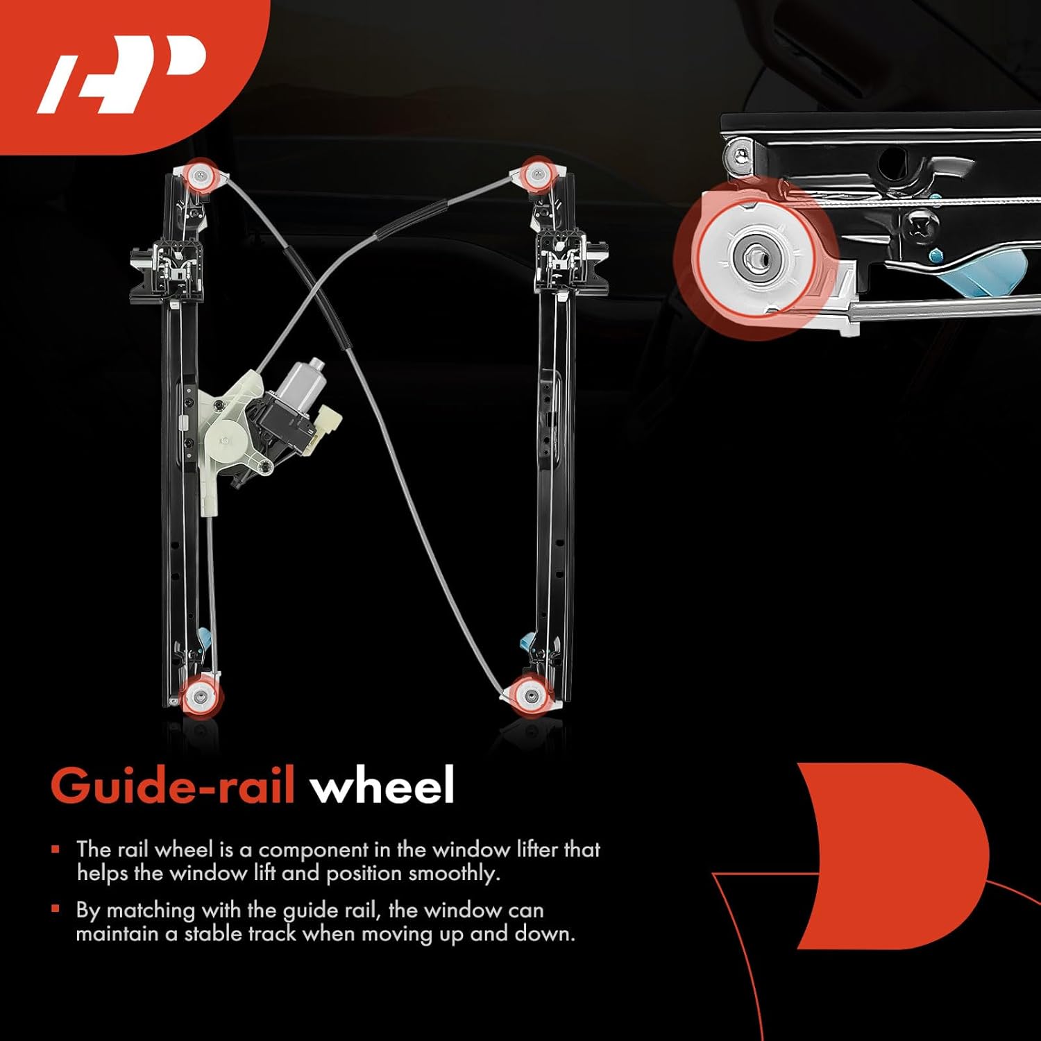 A-Premium Power Window Regulator with Motor Compatible with Land Rover Discovery L462 2017-2020 with Auto-up Front Driver Side