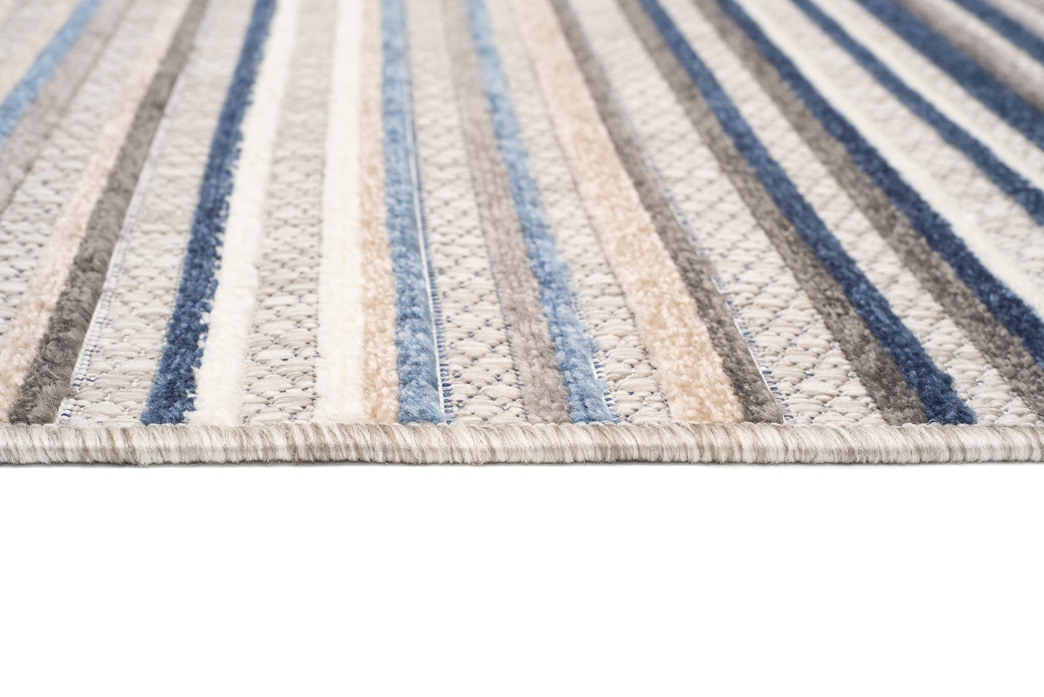 TAPISO Patio dywan tarasowy, mata do kuchni, salonu, na zewnątrz, nowoczesny design, 3D, beżowy, szary, czarny, kremowy, linie, sizal, wytrzymały 200 x 300 cm