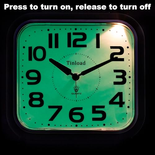 Miniatura 7 de 5.5" Large Analog Alarm Clock Silent Non Ticking, Glow in Dark dial, Gentle Wake, Beep Sounds, Increasing Volume, Battery Operated Snooze and Manual