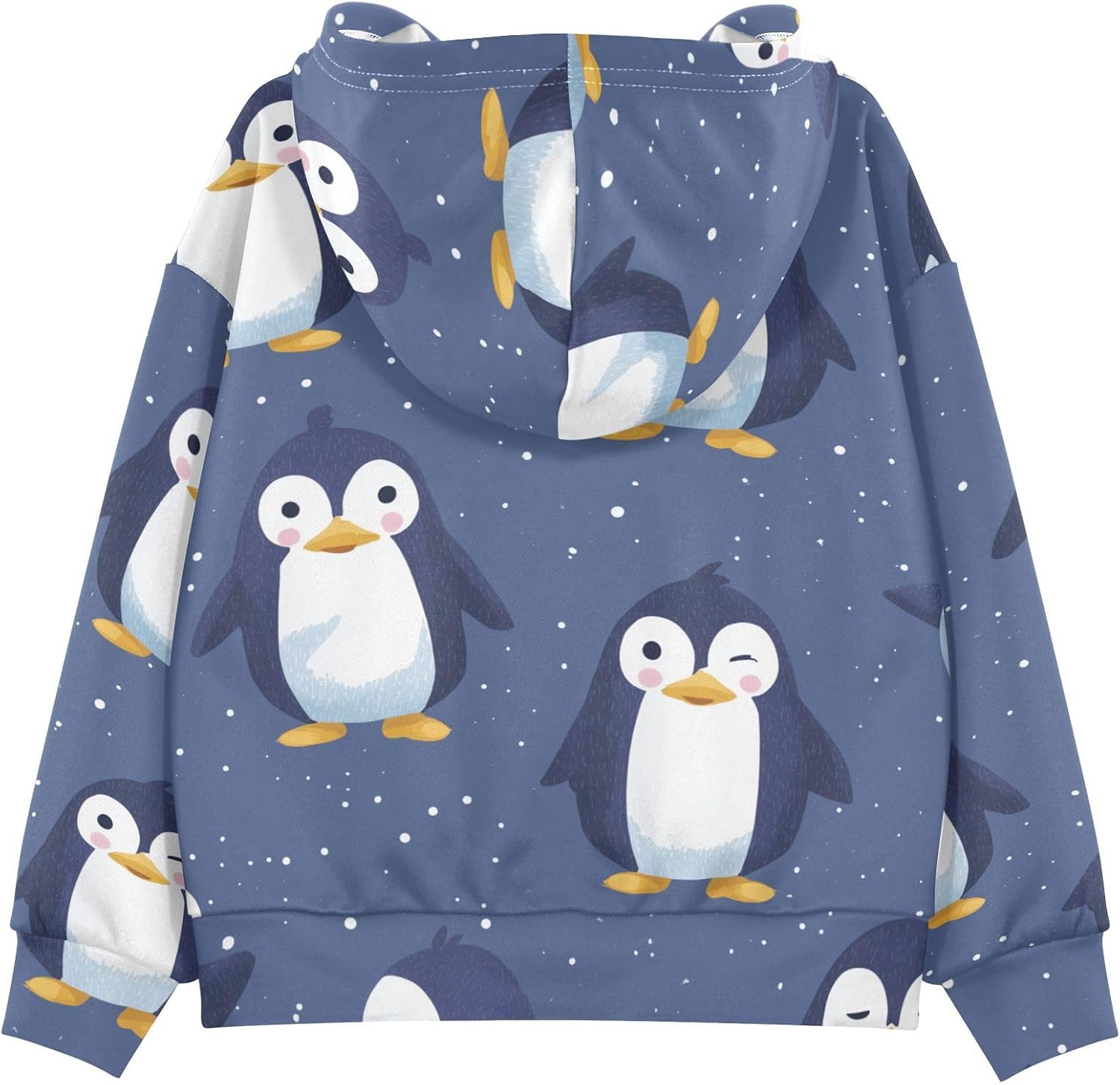ZZXXB Lovely Penguin Kids Sweatshirts Boys Girls Hooded Kangaroo Pocket Pullover Tops XS-XXL