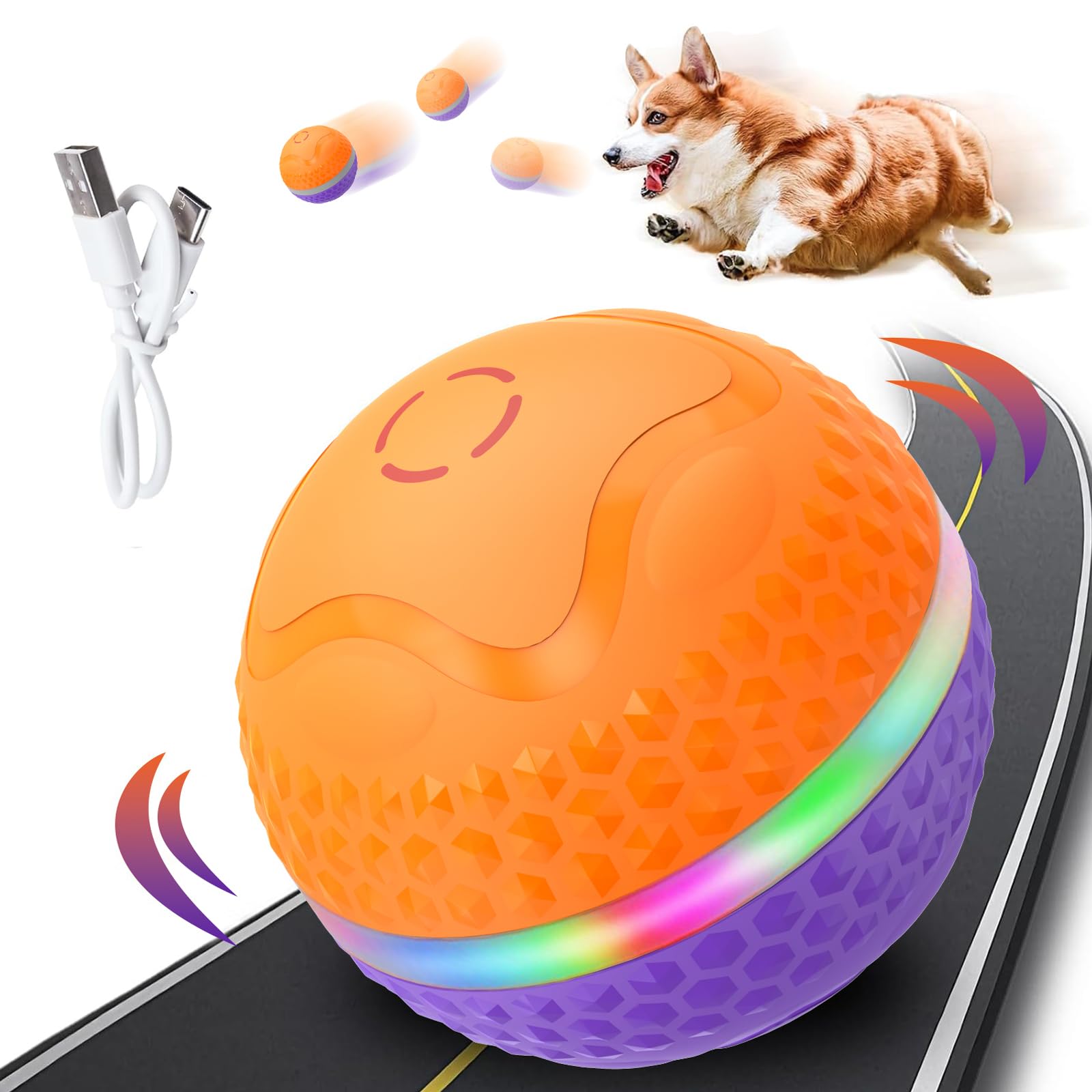 Palla Elettrica Interattiva Per Cani, Indistruttibile E Impazzita! Rimbalza, Rotola E Lampeggia, Perfetta Per Cuccioli E Cani Medi. Ricaricabile Via USB, Gioco Intelligente Senza Fine!