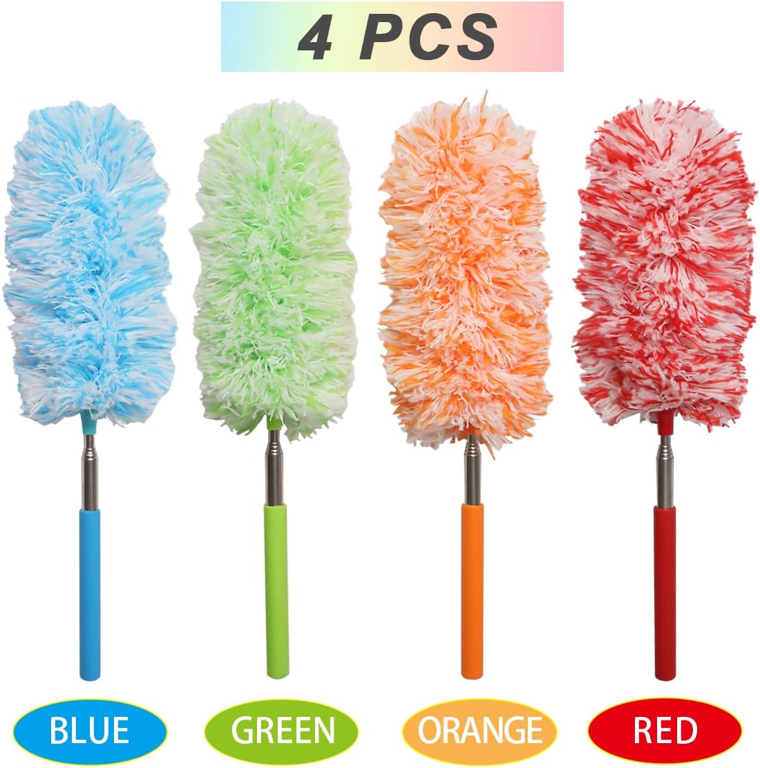 Ira Pollitt 4 Pcs Microfiber Duster, Microfibre Hand Duster Washable Dusting Brush Cleaning Tool Extendable Dusters for Cleaning Home Office,Car, Computer, Air Condition, Washable Duster