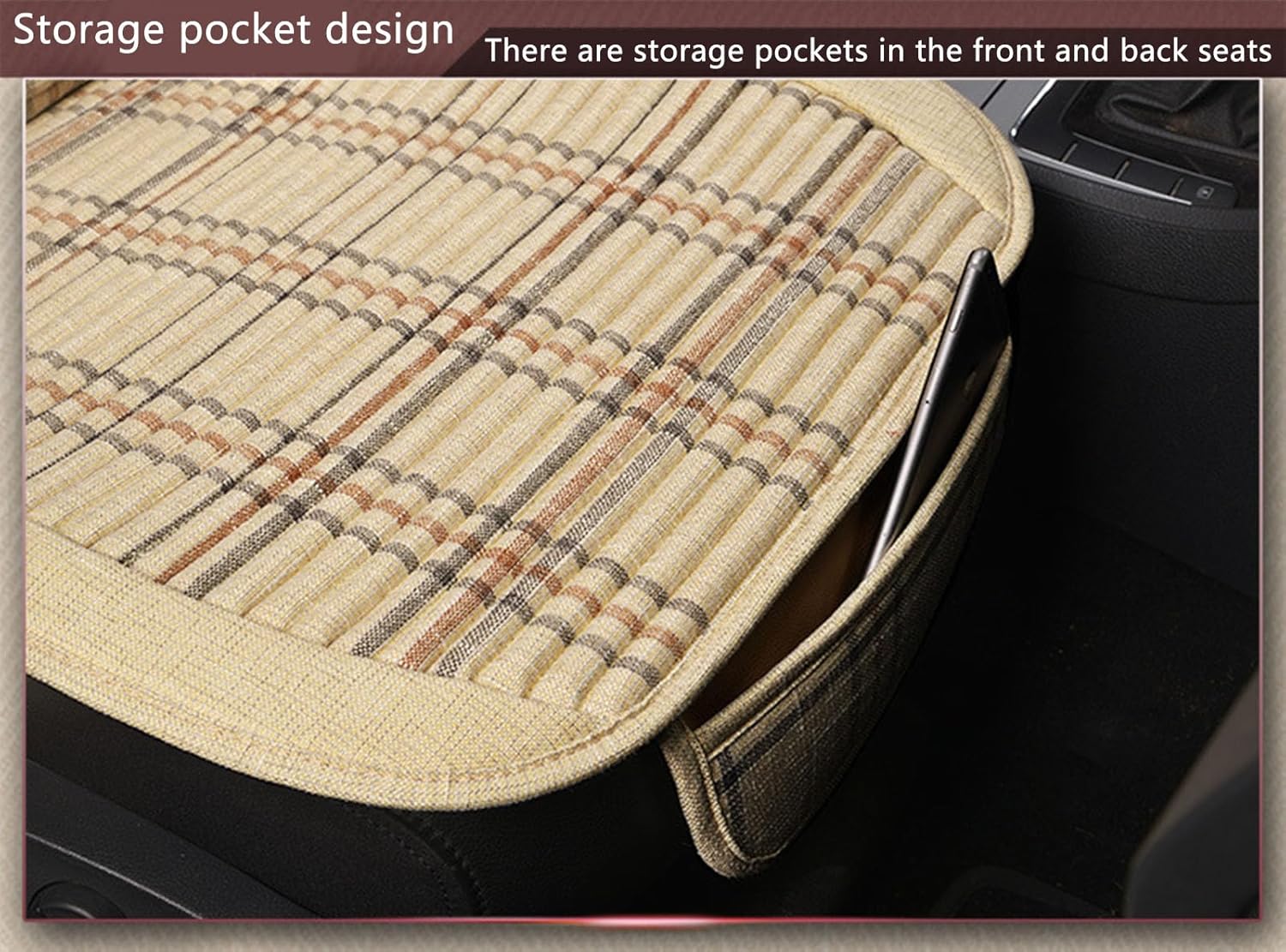 Car Seat Cushion Buckwheat Hulls Car Seat Pads Mat for Auto Breathable and Comfortable Driver Seat Cushion Non-Slip Car Seat Pads,Beige