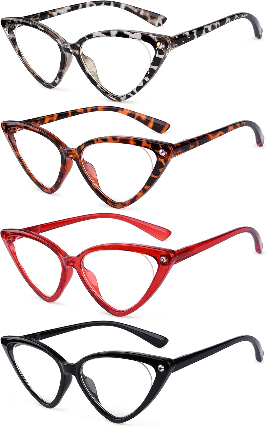 Eyekepper 4-pack Reading Glasses for Women Cateye Readers Oversized