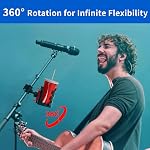 Adjustable Mic Stand Drink Holder with 360° Rotate Microphone Stand Cup Holder - Universal Water Bottle Holder Clamp On Cup Holder for Mic Stand, Music or Drum Stands to Holds Cups, 1 Pack