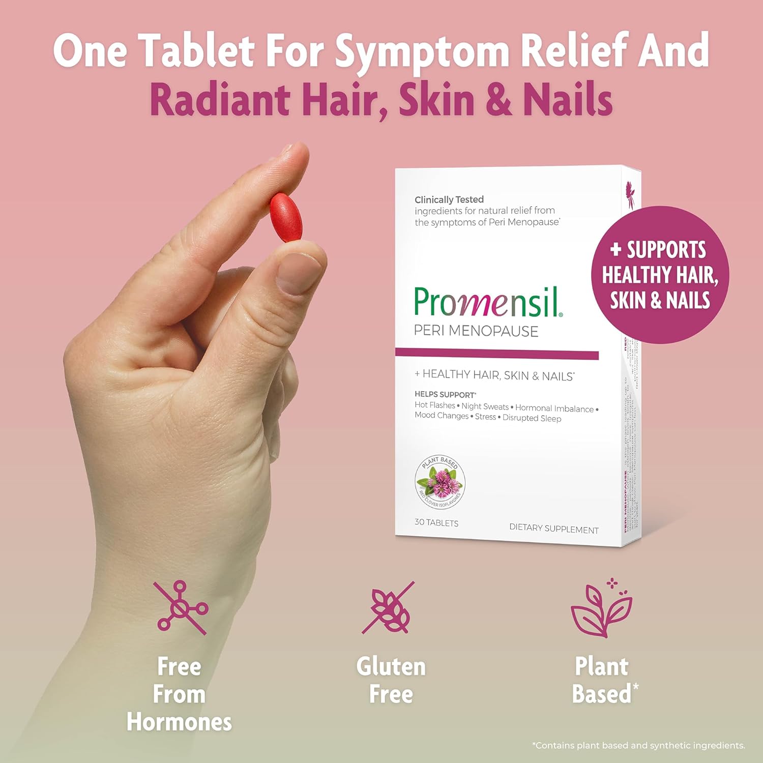 Promensil Perimenopause Supplements for Women- Red Clover Isoflavones Vitamins, Helps Support Hot Flashes, Night Sweats, Restlessness, Contains Biotin & Vitamin D- 30 Tablet Count, Pack of 1 - Image 4
