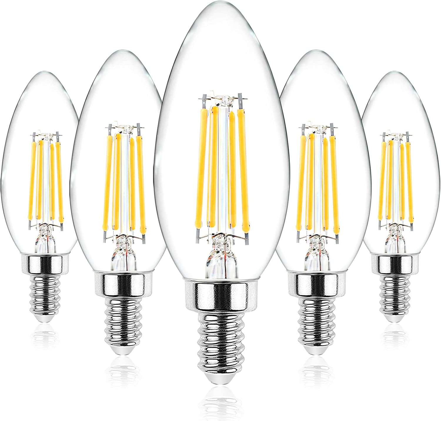 Ascher E12 Candelabra LED Light Bulbs 60 Watt Equivalent, 550 Lumen