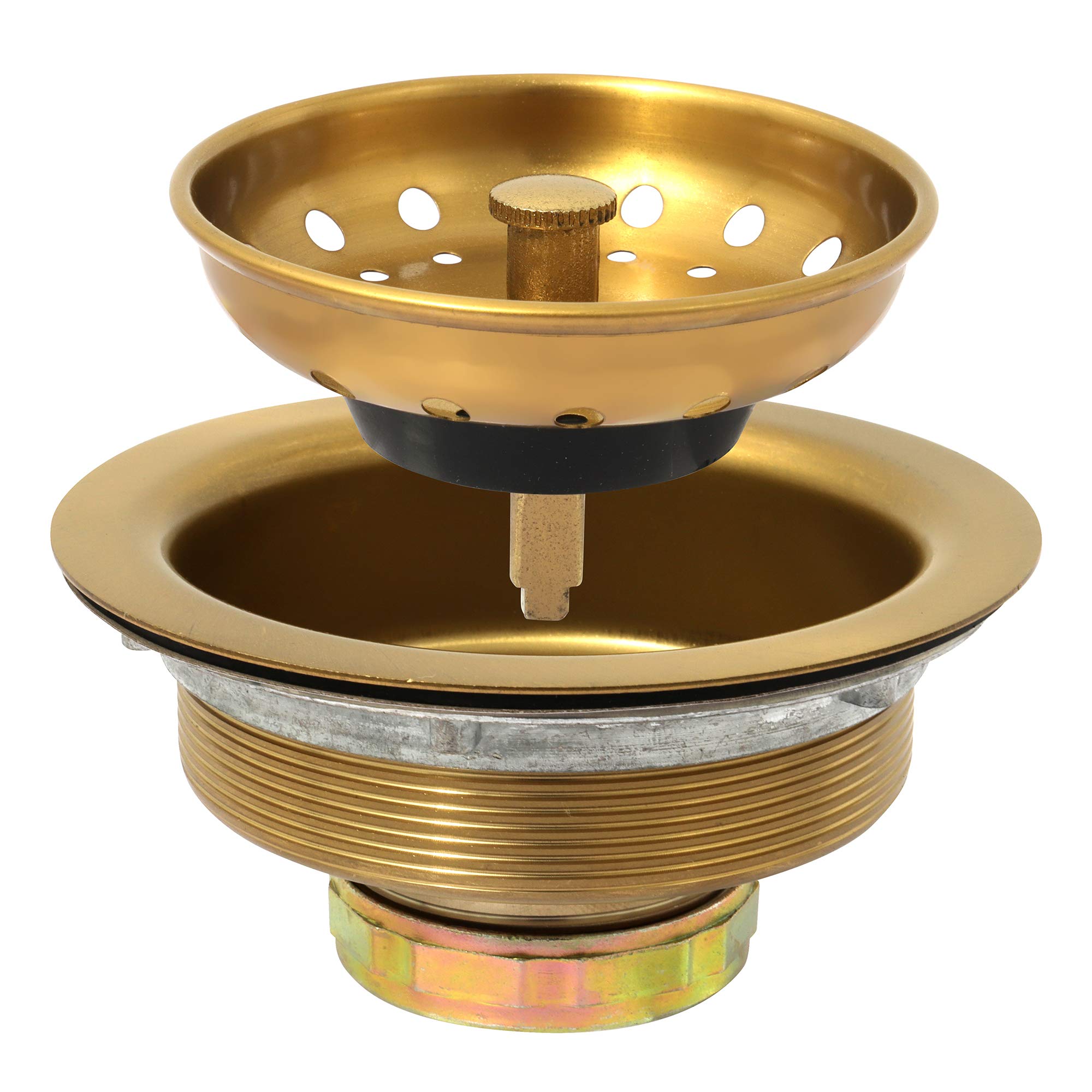 MONSINTA Kitchen Sink Drain Strainer Assembly with Basket Strainer/Sink Stopper, Kitchen Sink Strainer Stopper, Sink Drain Assembly In Kitchen Sink, Gold Color