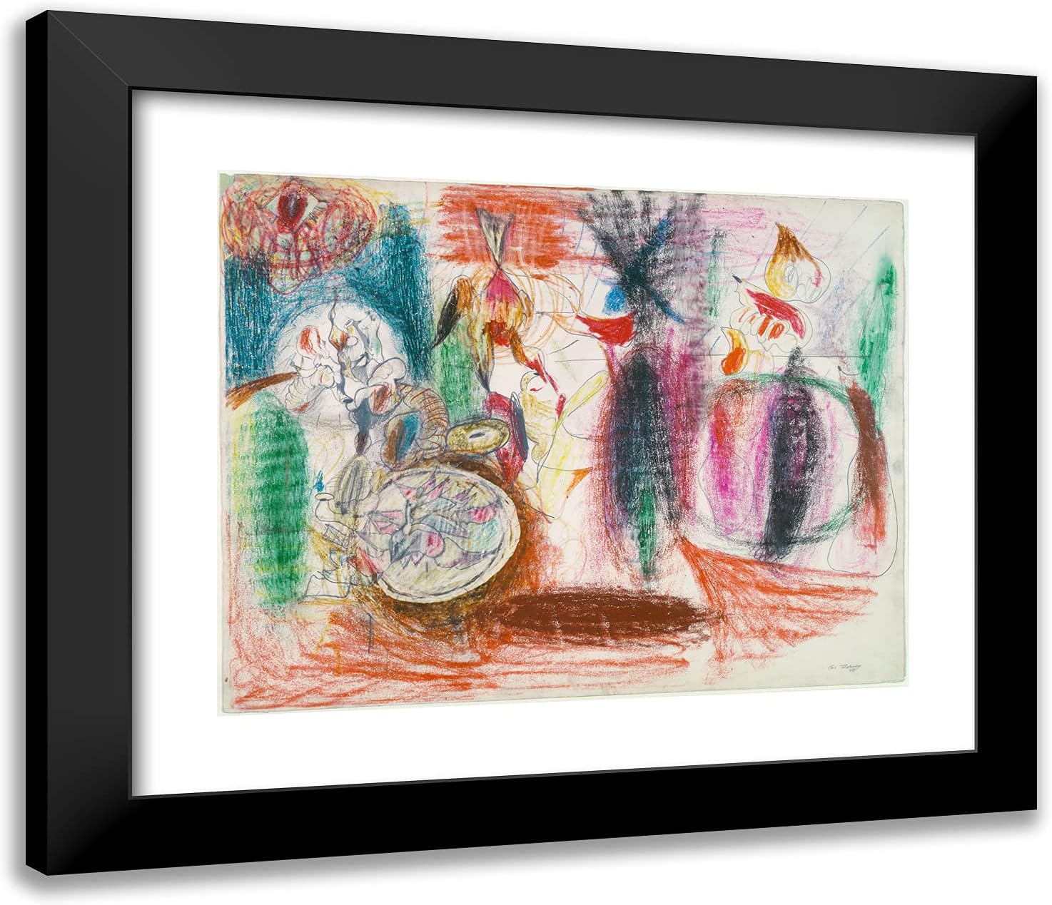 ArtDirect Arshile Gorky 23x20 Black Modern Framed and Double Matted Art Print Titled Untitled