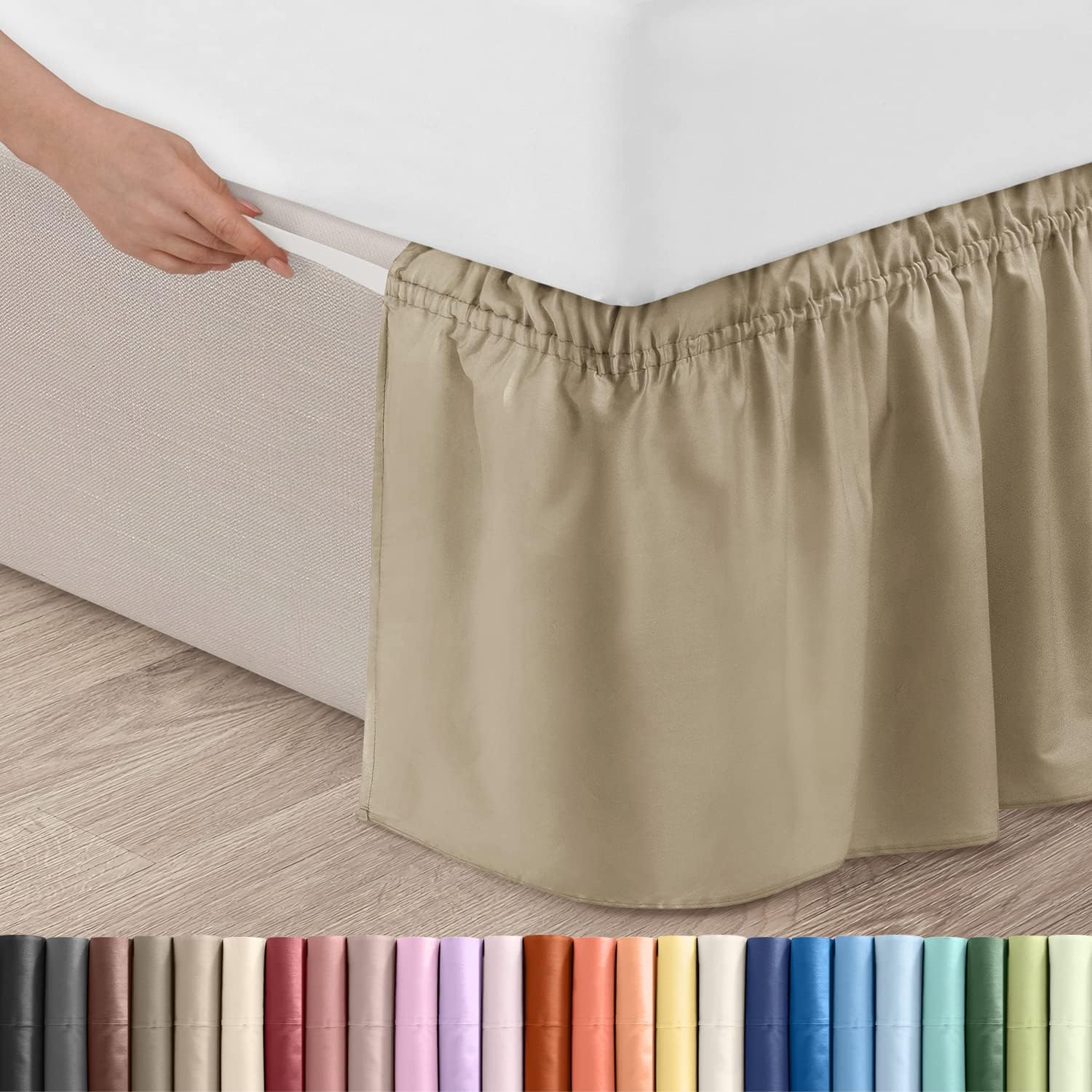 Ruffled Light Grey Full Bed Skirt – Hotel-Quality Ruffles for Full Beds with 15 in. Drop – Elastic Wrap Around Dust Ruffle Full Bedskirt for Easy Fitting with Brushed Fabric by CGK Unlimited : Home & Kitchen