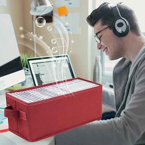 Vista 37 de UENTIP CD Storage Boxes - Pack of 4 CD Case Storage - 13.2" x 5.9" x 5.3", Container Holds 30 CDs in Full Jewel Cases, 60 CDs in Slim Cases, and 165