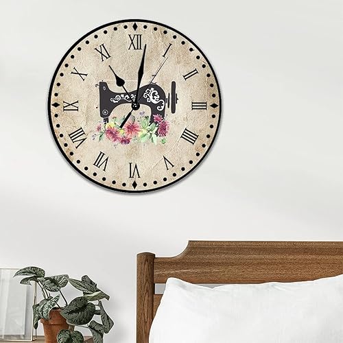 Vista 35 de Relojes de pared de madera para máquina de coser de flores, relojes sin marco, 10 pulgadas, brillante, silencioso, sin tictac, funciona