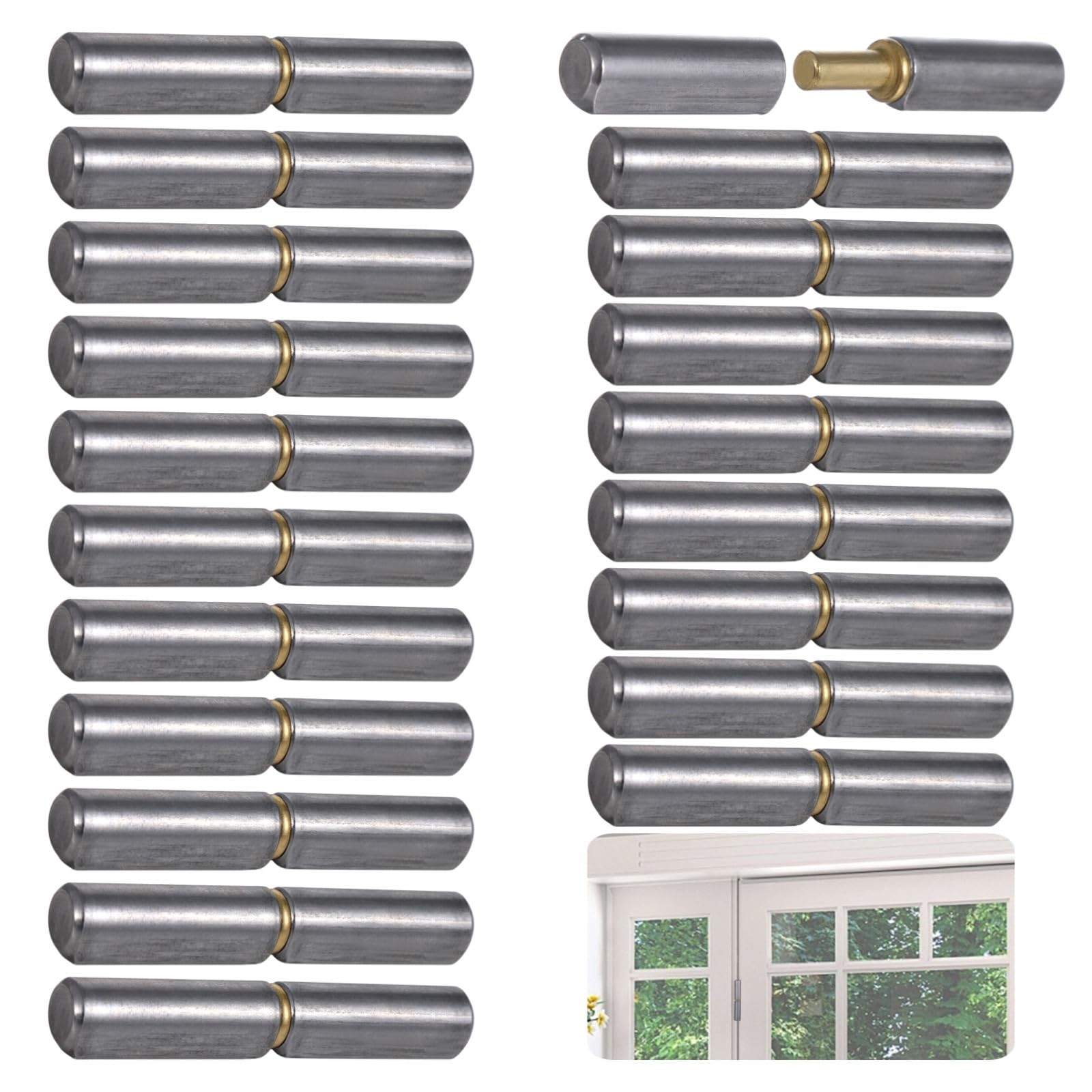 20 bisagras de barril, bisagras de puerta giratorias desmontables de acero al carbono de 3-0.12 pulgadas x 1/2 pulgadas para rampa de remolque, puerta batiente, puerta de metal
