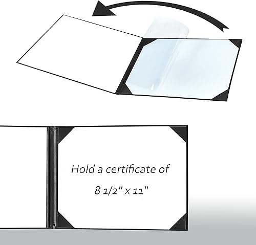 Miniatura 2 de Cubierta de diploma de 8.5 x 11 pulgadas para titular de diploma, cubierta de certificado de graduación, cuero liso, negro