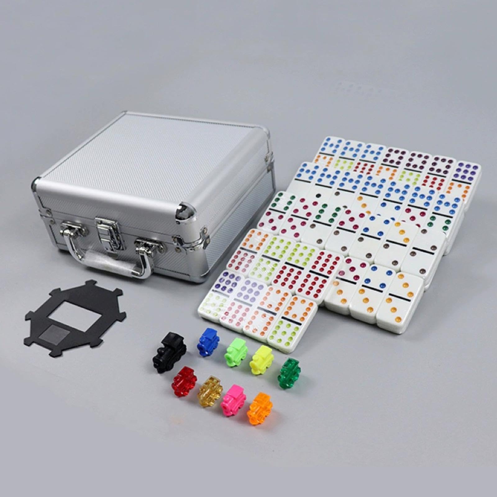 Milageto 91 Piezas Dominó Fichas Educativas Operaciones Matemáticas Bloques Construcción con Caja Aluminio Portátil Durabilidad Adecuada para Juegos