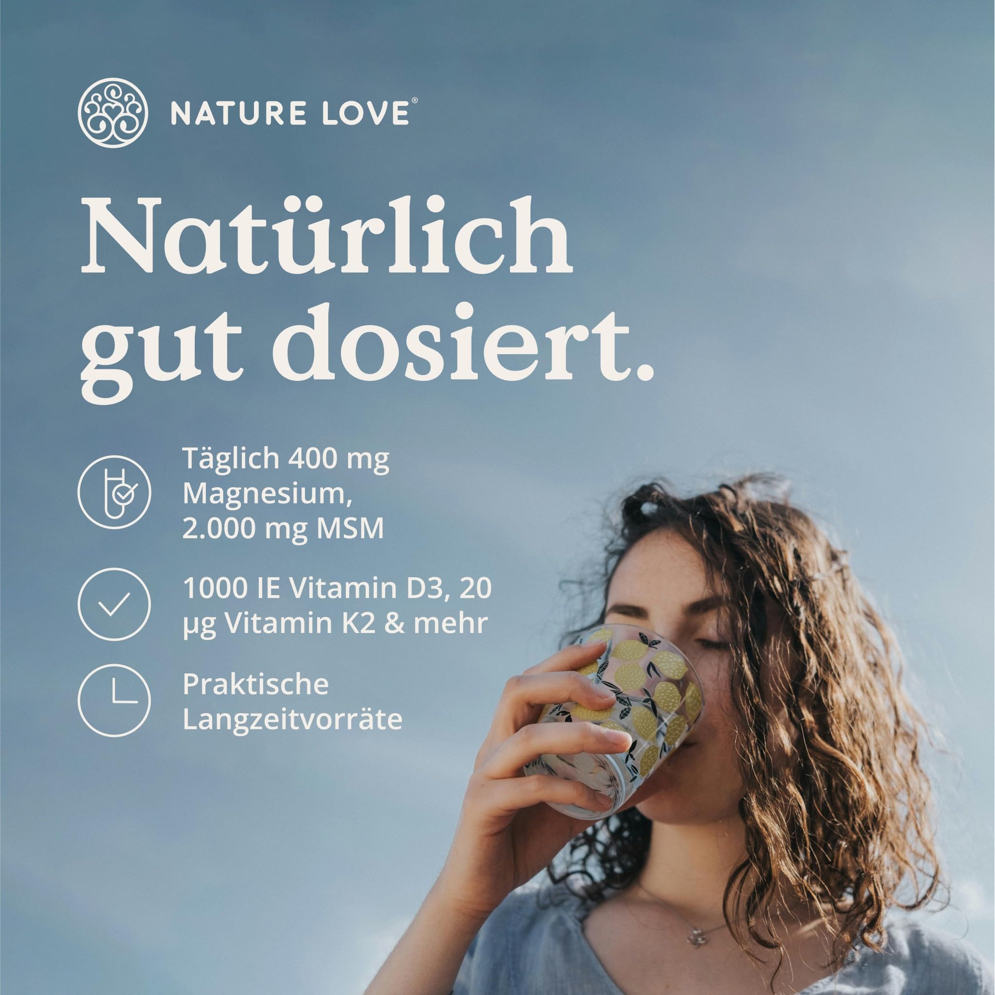 NATURE LOVE® Knochen & Beweglichkeit Set – Magnesium Komplex, Vitamin D3+K2 und MSM Tabletten mit Vitamin C – optimal für deine Knochen & Beweglichkeit – hochdosiert