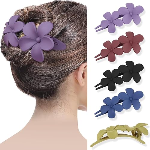 5 pinzas para el cabello de flores, 5 unidades, pinzas de pelo mate, pinzas de pelo florales, pinzas antideslizantes para el cabello, horquillas