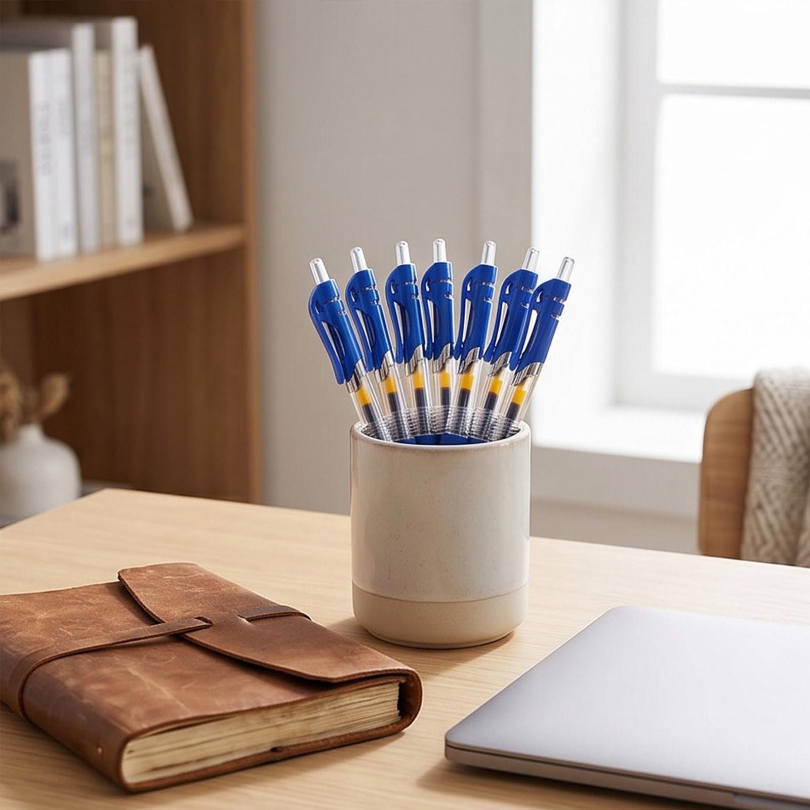 Gelschreiber, einziehbar, 15 Stück, hohe Kapazität, mittlere Spitze, 0,5 mm, weicher Griff, für Schule, Büro