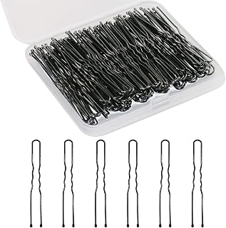 Sevensun 100PCS Black U-Shaped Hair Pins for Buns, 2.4 Inches with Clear Storage Box - Durable Salon Quality